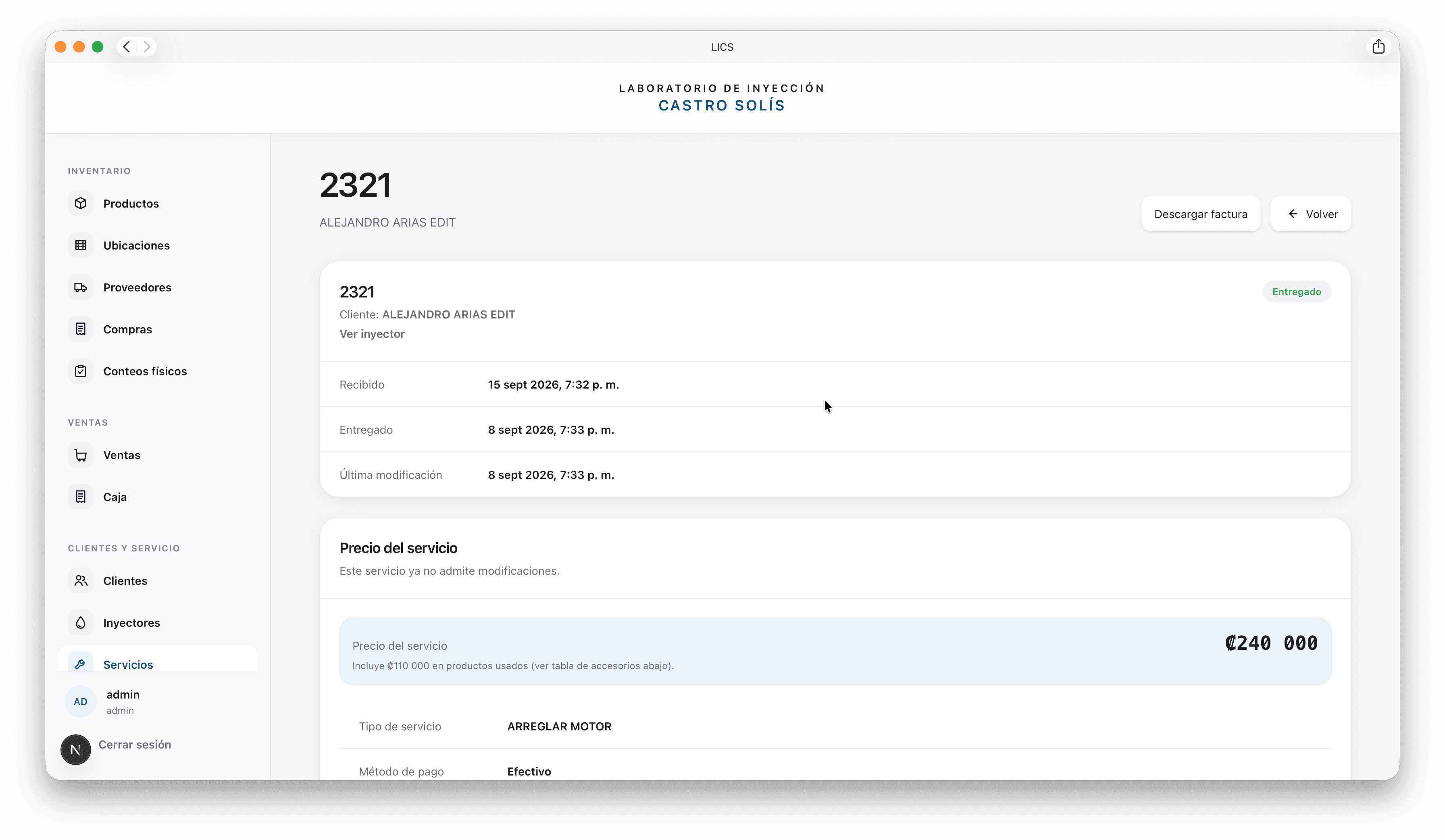 LICS injector service tracking